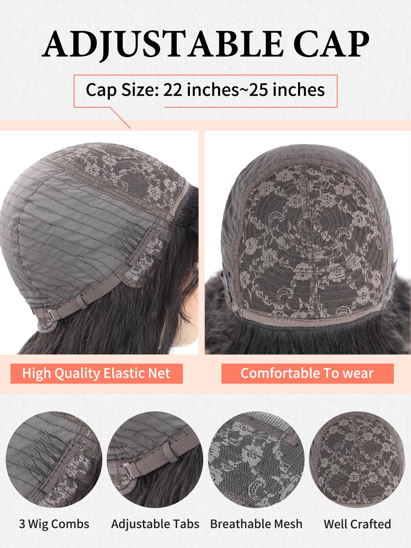WIGNEE Natural Wave Wigs with Bangs 100% Brazilian Human Hair Fashion Wave Wigs Natural Black (14 Inch)