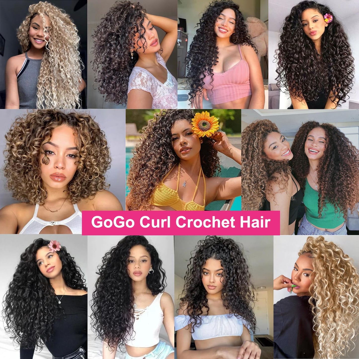 Unionbeauty 8 Pack GoGo Curl Crochet Hair Ocean Wave 18 Inch Water Wave Crochet Hair for Women Beach Curl Curly Crochet Hair Ombre Blonde Synthetic Curly Braiding Hair Extension T27/613#
