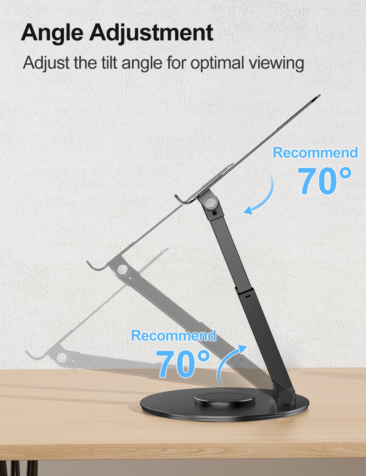 tounee Telescopic Laptop Stand for Desk with 360° Swivel Base, Sit to Stand, Height Adjustable, Portable Riser Holder for Good Posture, Compatible with MacBook Pro, All Laptops 10-17" - Black