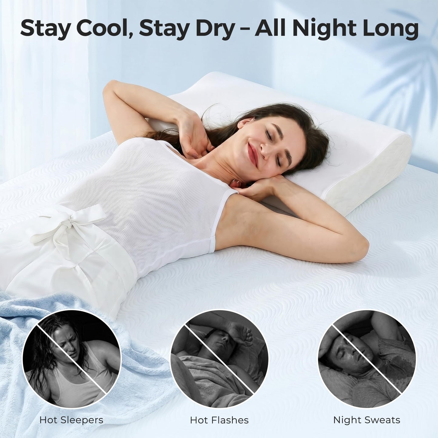 Elviros Cooling Memory Foam Pillow with Breathable Cover, Adjustable Height Bed Pillow for Neck Support, Ergonomic Cervica Neck Pillow for Side Stomach and Back Sleeper, Queen Size, 23.6"×14"×5.3"