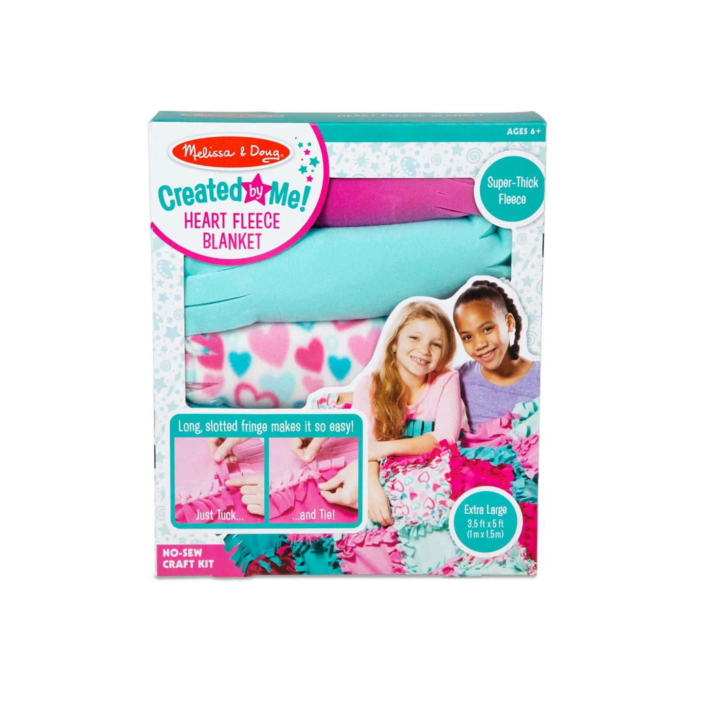 Melissa & Doug Created by Me! Heart Fleece Blanket No-Sew Craft Kit (40 Squares, 3.5 feet x 5 feet)