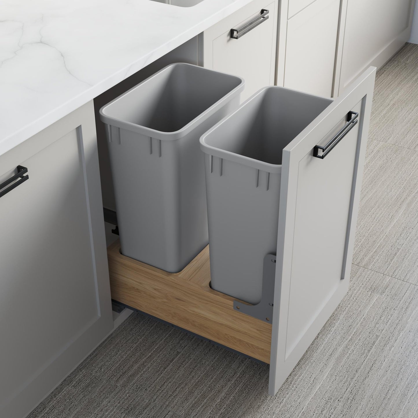 Dowell 50Qt Wastebasket Trash Container, 13Gal, Plastic, Stackable, for Kitchen/Bathroom/Office, Fits Under Sink/Desk - Grey (1, 50 QT)