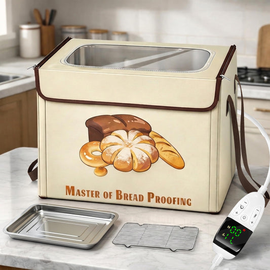 Bread Proofing Box with 3-Sided Heating, Electric Dough Proofer 68-131°F & 99H Timer, Foldable Sourdough Proofer for Pizza & Fermentation, Large Capacity with Metal Rack & Water Tray