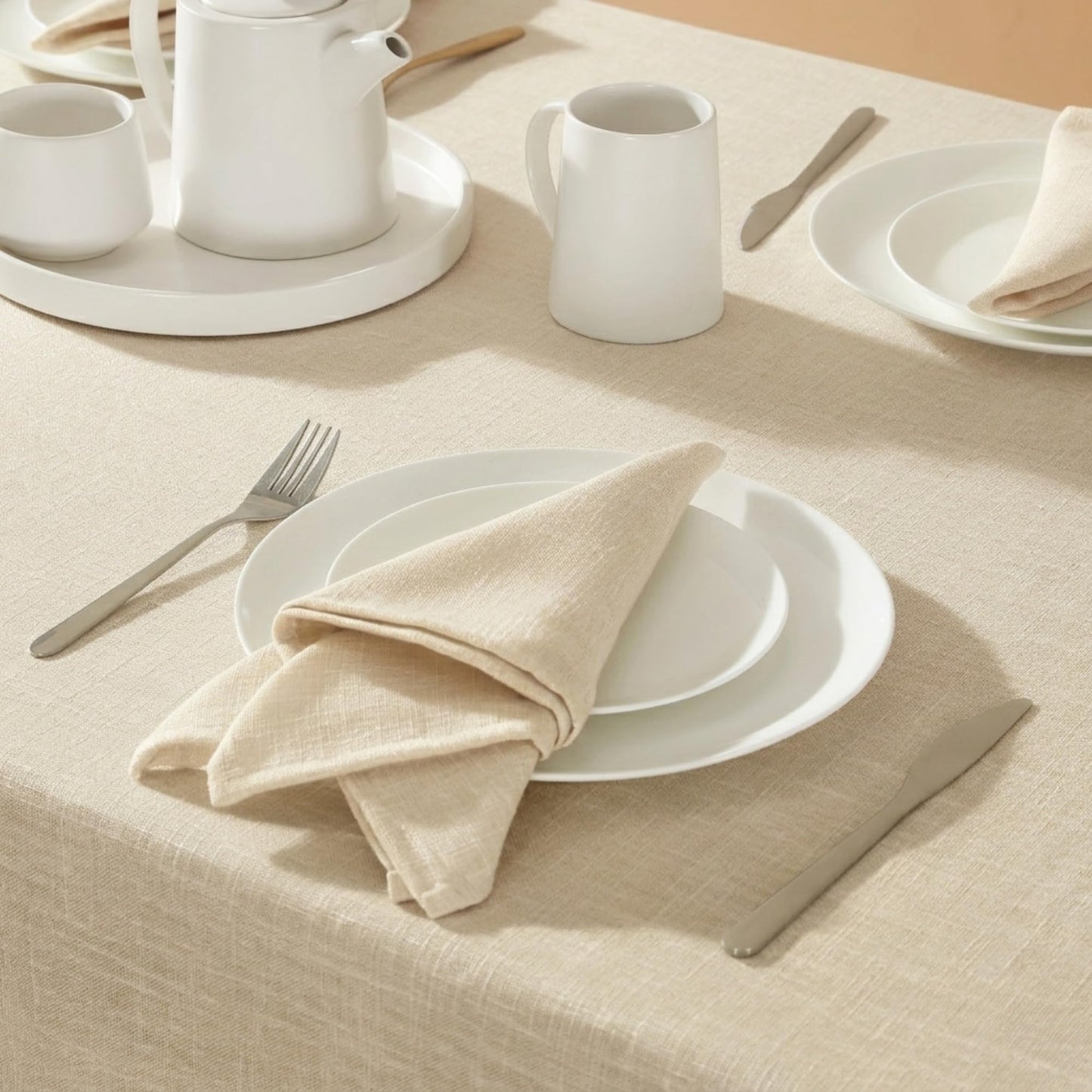 Laura Ashley Harper Luxuriously Smooth Fabric Tablecloth for Formal or Casual Dining, Holiday, Banquet, Wedding or Party, 60" x 102", Yellow