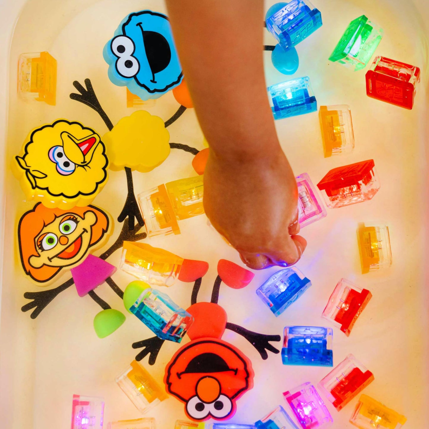 Glo Pals x Sesame Street Water-Activated Light-Up Cubes Bundle for Sensory Play - 12 Packs (Easy as A,B,C – Abby Cadabby, Big Bird + Cookie Monster)