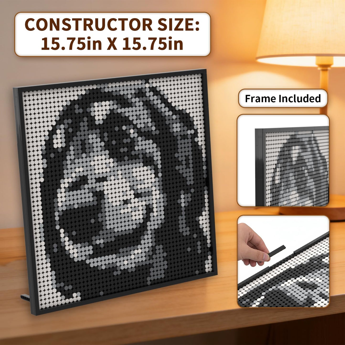 GOBRICKS Personalized Mosaic Building Set, DIY Craft Kit for Brick Wall Art Creation from Any Photo, Unique Gift for Birthday, Anniversary, Pixel Art Kit Desktop Decor (15.75 in x 15.75 in,2912pcs+)