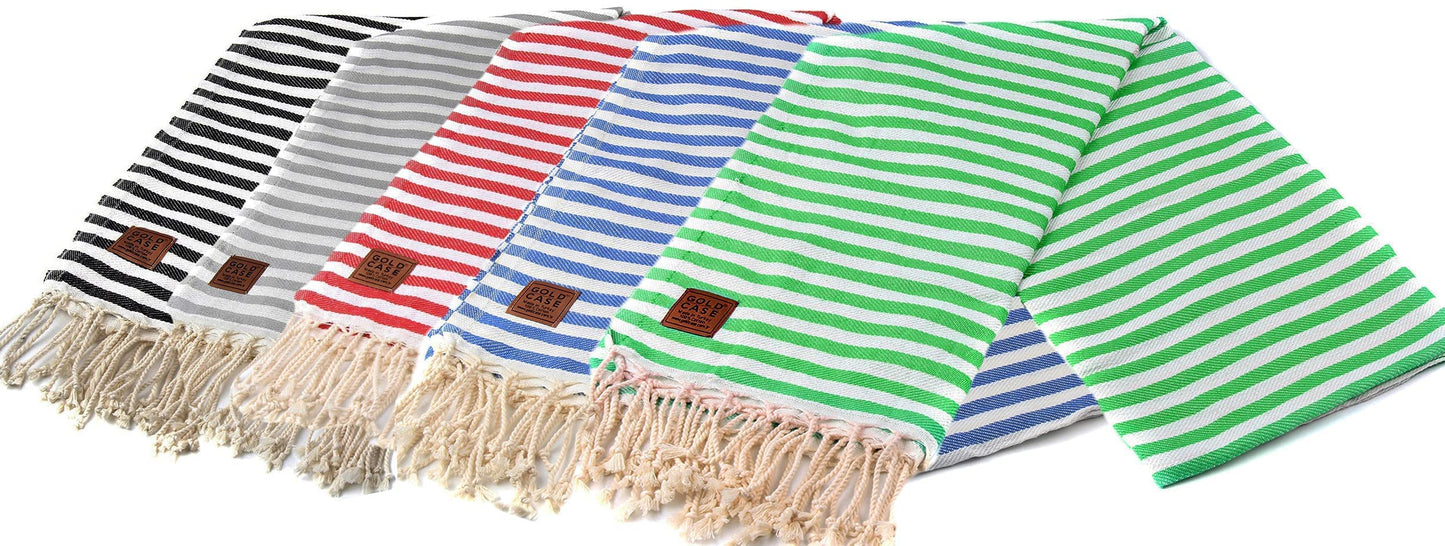 Gold CASE Turkish Beach Towel Set of 5 – 100% Cotton Large Turkish Bath Towels 71 x 40'' – MYRA Oversized, Quick Dry & Sand Free Towels – Lightweight Peshtemal – Multicolor 1
