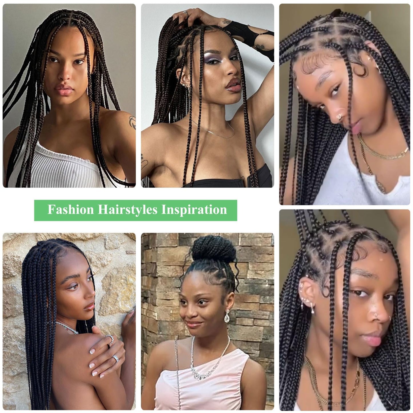 Youthfee 360° HD Full Lace Knotless Braided Wigs for Women Box Braided Wig with Baby Hair Human Hair Blended Natural Looking Braided Lace Front Wigs Black 36 Inch