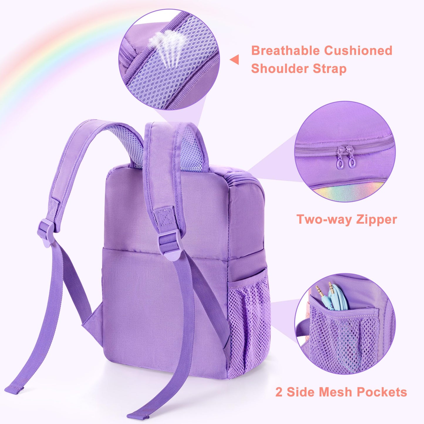 Carrying Backpack Compatible with Toniebox, Travel Bag for Audio Player Starter Set, Accessories Storage for Charger Headphone, 3 Clear Pockets for Figures Display, Purple (Bag Only) Patented Design
