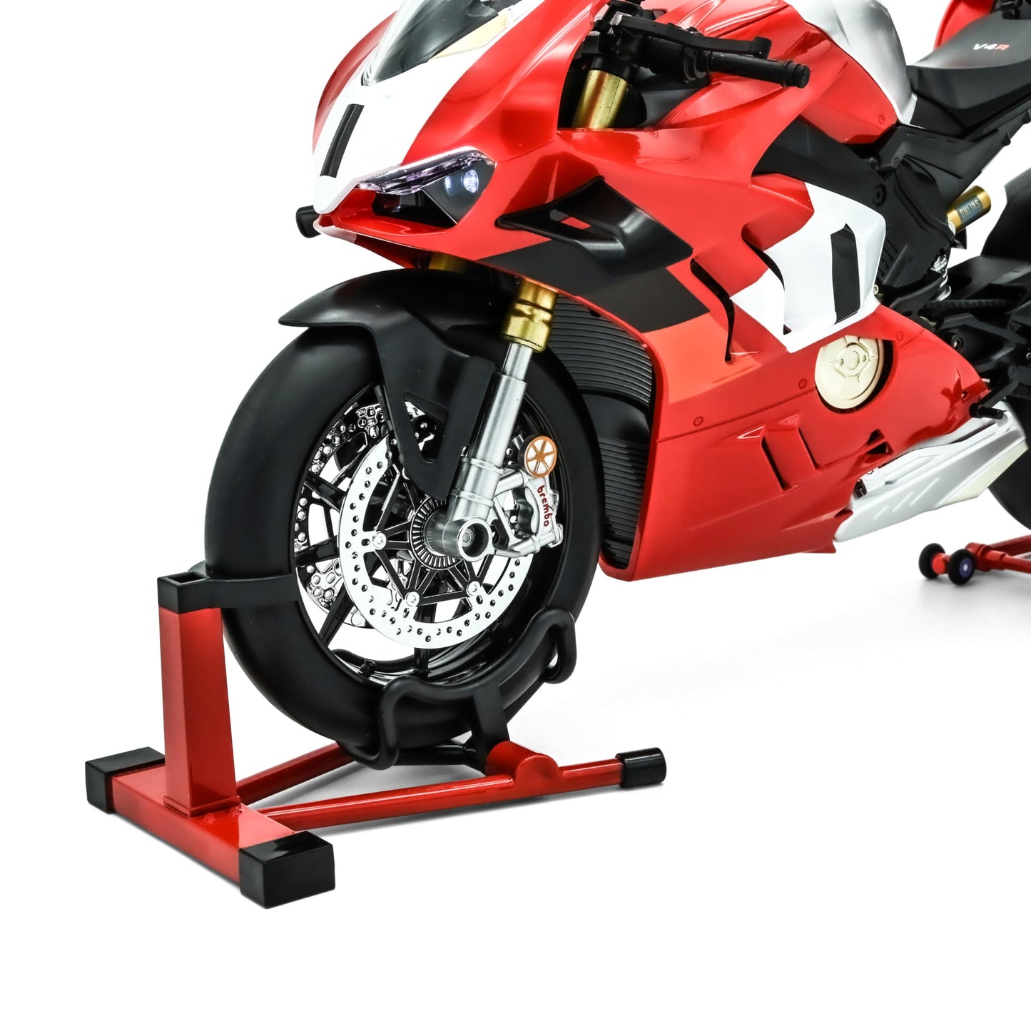 NIKOLATOY 1/6 Alloy Motorcycle Model Accessory Set, Red Stand, Creative Desktop Display and Collectible Gift (V4R)