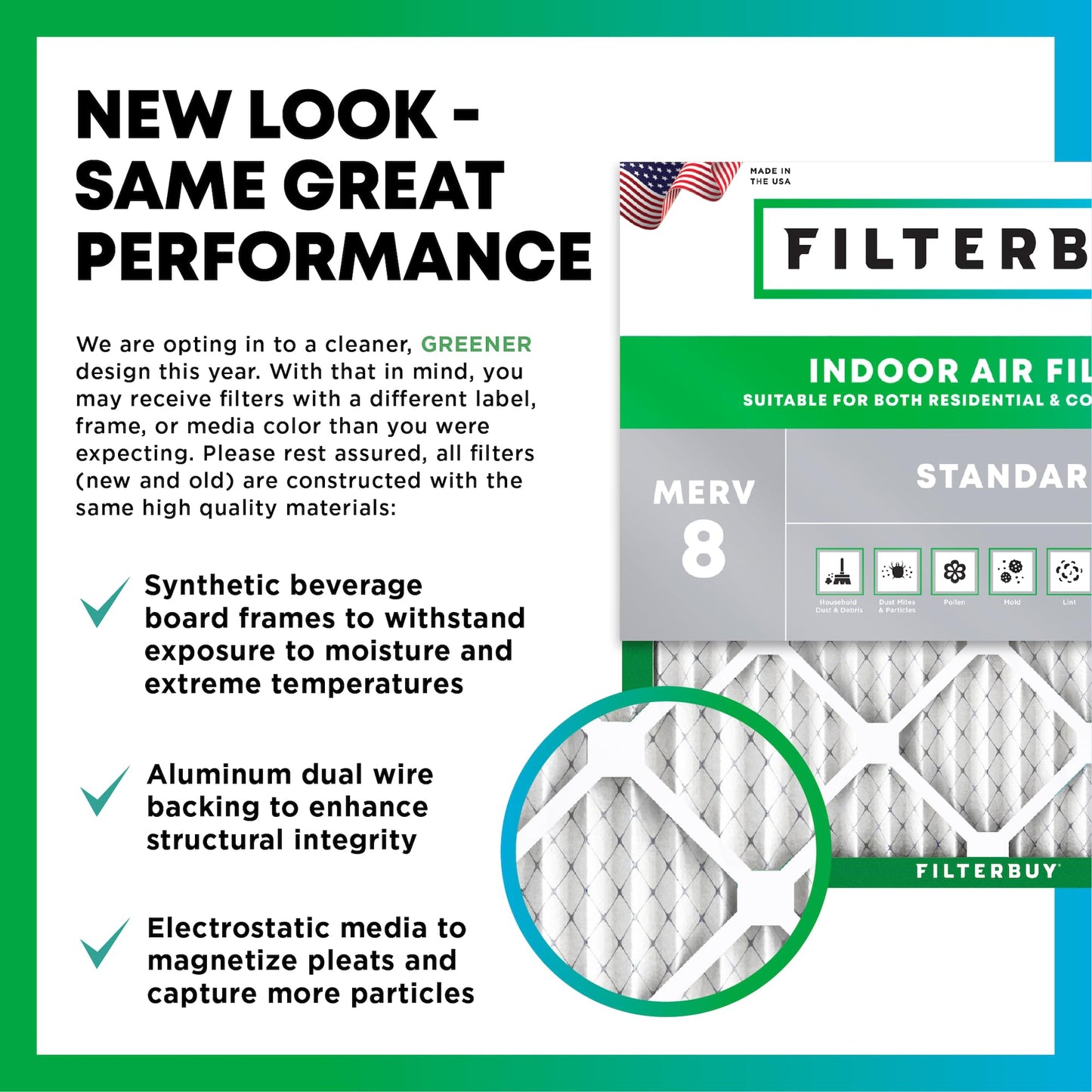 Filterbuy 12x12x1 Air Filter MERV 8 (MPR 700) Dust Defense Replacement (6-Pack), Electrostatic Pleated HVAC AC Furnace Filters, Made in USA (Actual Size: 11.75 x 11.75 x 0.75)