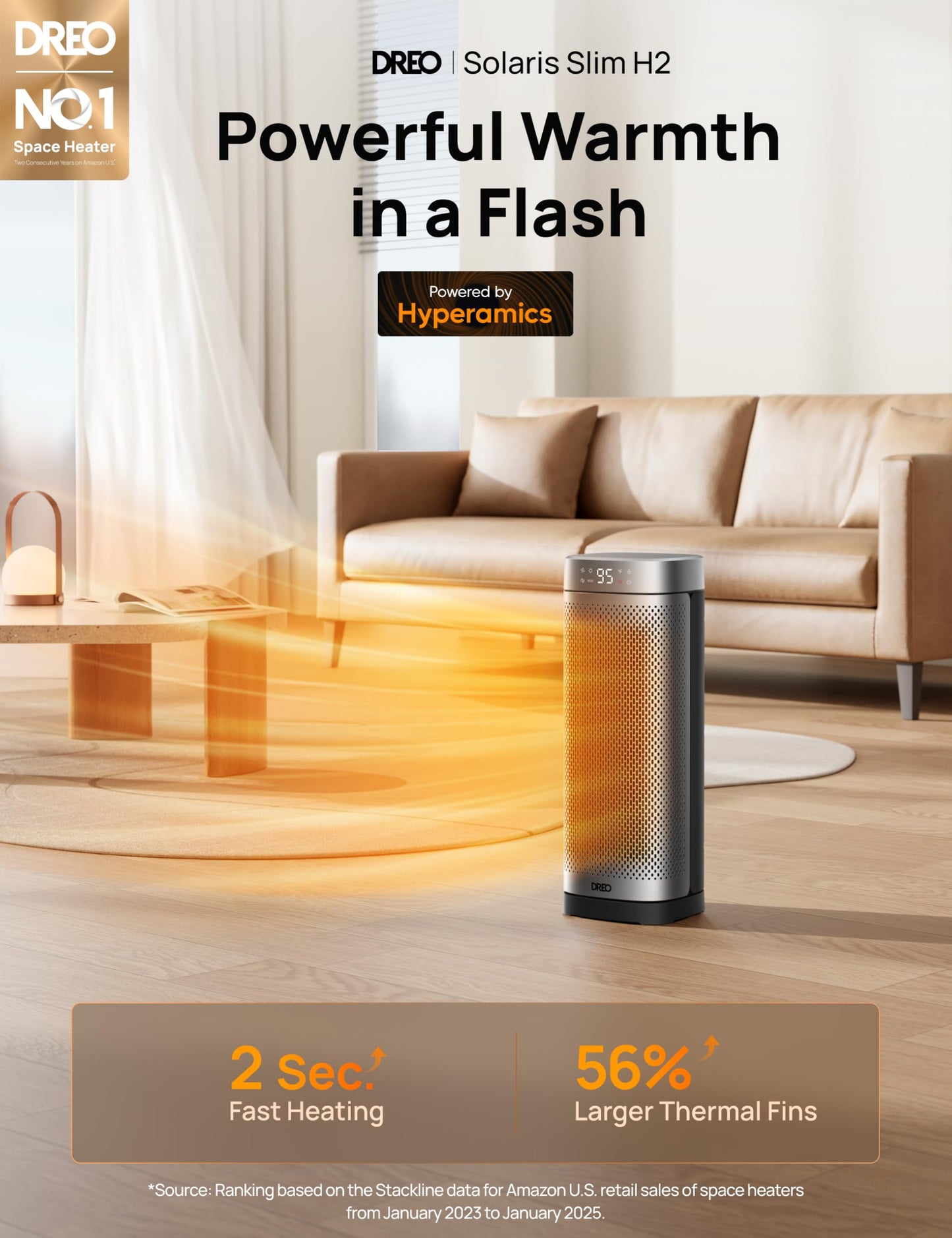 DREO Space Heaters for Indoor Use, 16 Inch Fast Heating Portable Heaters with Remote, 12H Timer, 70° Oscillation, Overheat Protection, Safety Heat, Large PTC Ceramic Electric for Bedroom Home Office