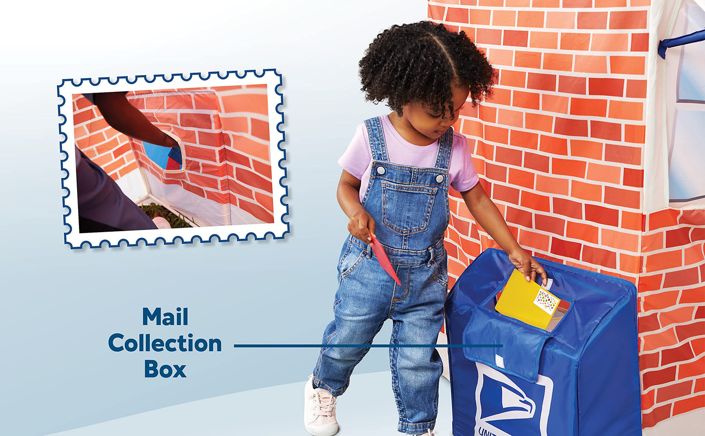 Kid Trax USPS Play Tent for Kids, Tent House for Kids, Large Front and Rear Openings, Mail Collection Box, Includes Carrying Case, Mail Truck or Carrier Accessory, Kids Play House, Post Office Toys