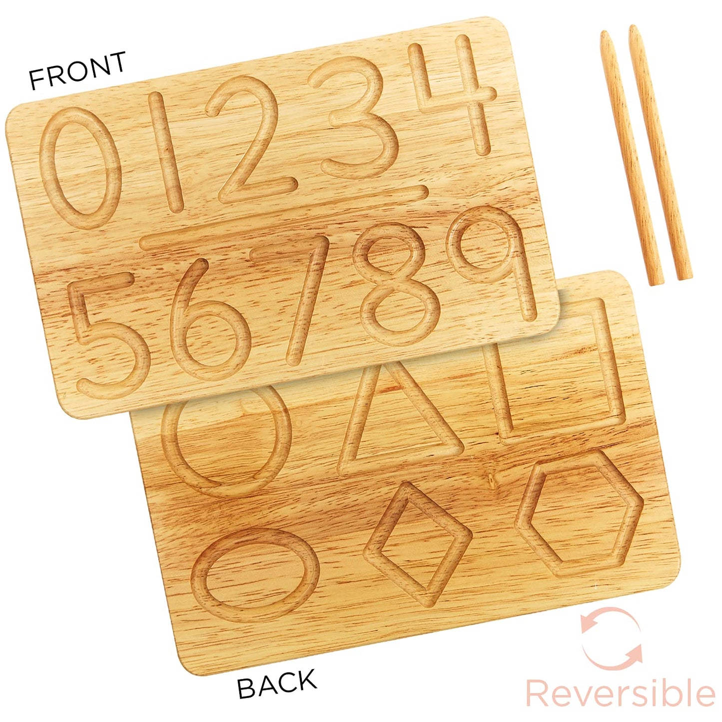 Montessori & Me Wood Number Tracing Board - Montessori Wooden Numbers and Shapes Complements Wooden Letter Tracing Board - Large Wooden Print Numbers for Toddler to Preschool