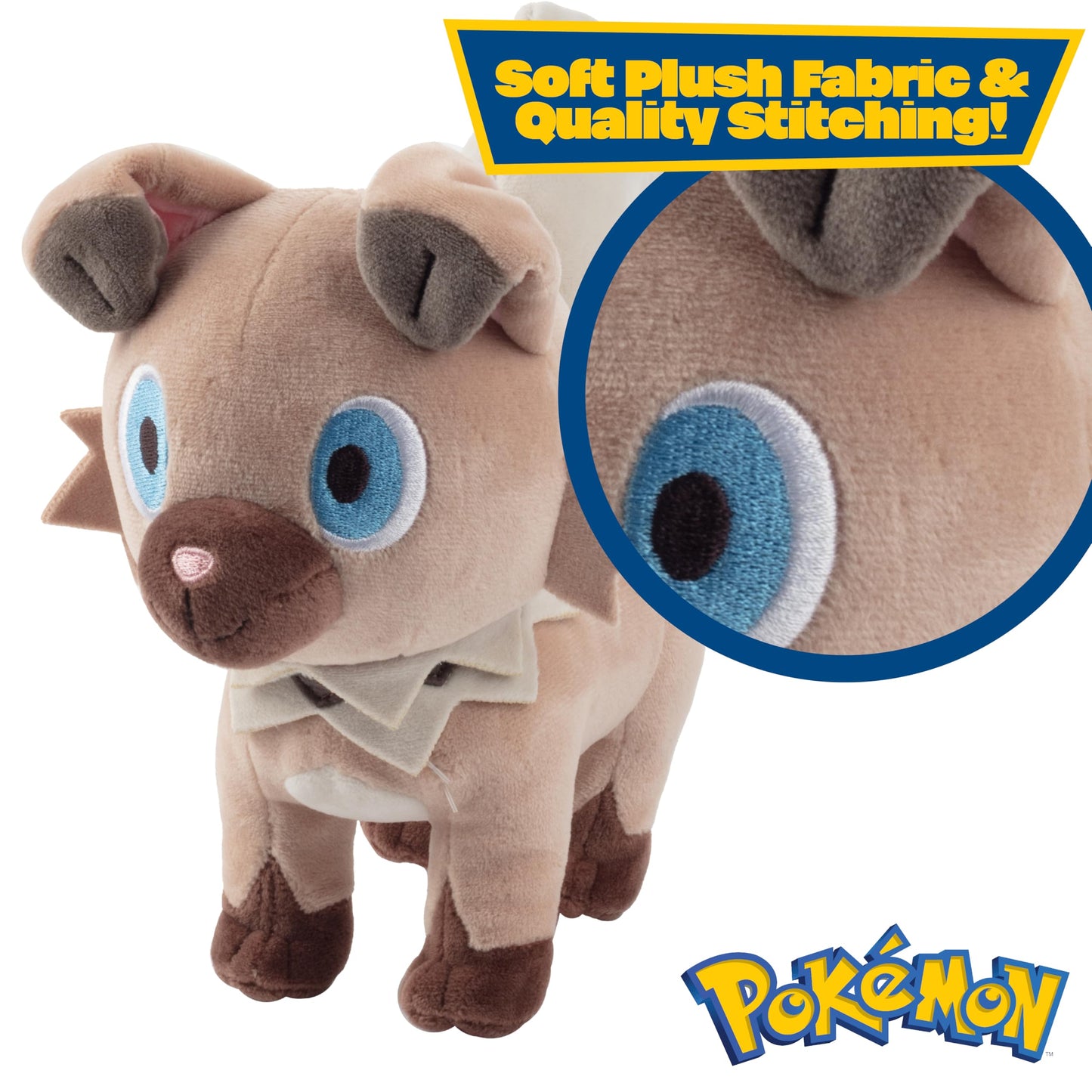 Pokémon 8" Rockruff Plush - Officially Licensed - Generation 7 Sun and Moon Dog Figure - Authentic Soft Stuffed Animal Toy -Easter Basket Stuffer Gift for Kids, Boys, Girls - 2+