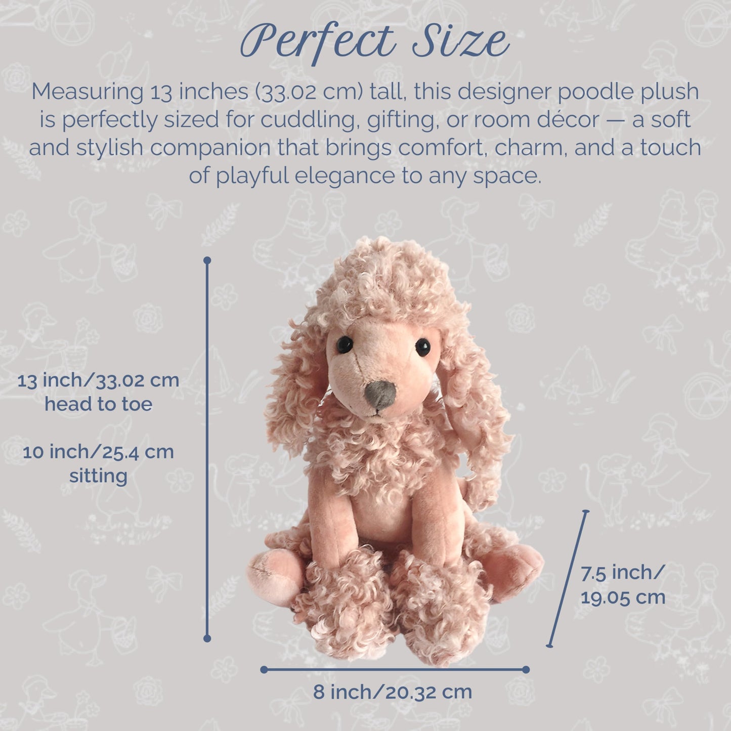 Mon Ami Designer Doll Plush Poodle Dog, Fun Adorable Soft and Cuddly Stuffed Toy Animal for Little Girls or Boys, Baby, Toddlers and pre-School Kids |Perfect Party Favor & Birthday Gifts| Pink, 13"