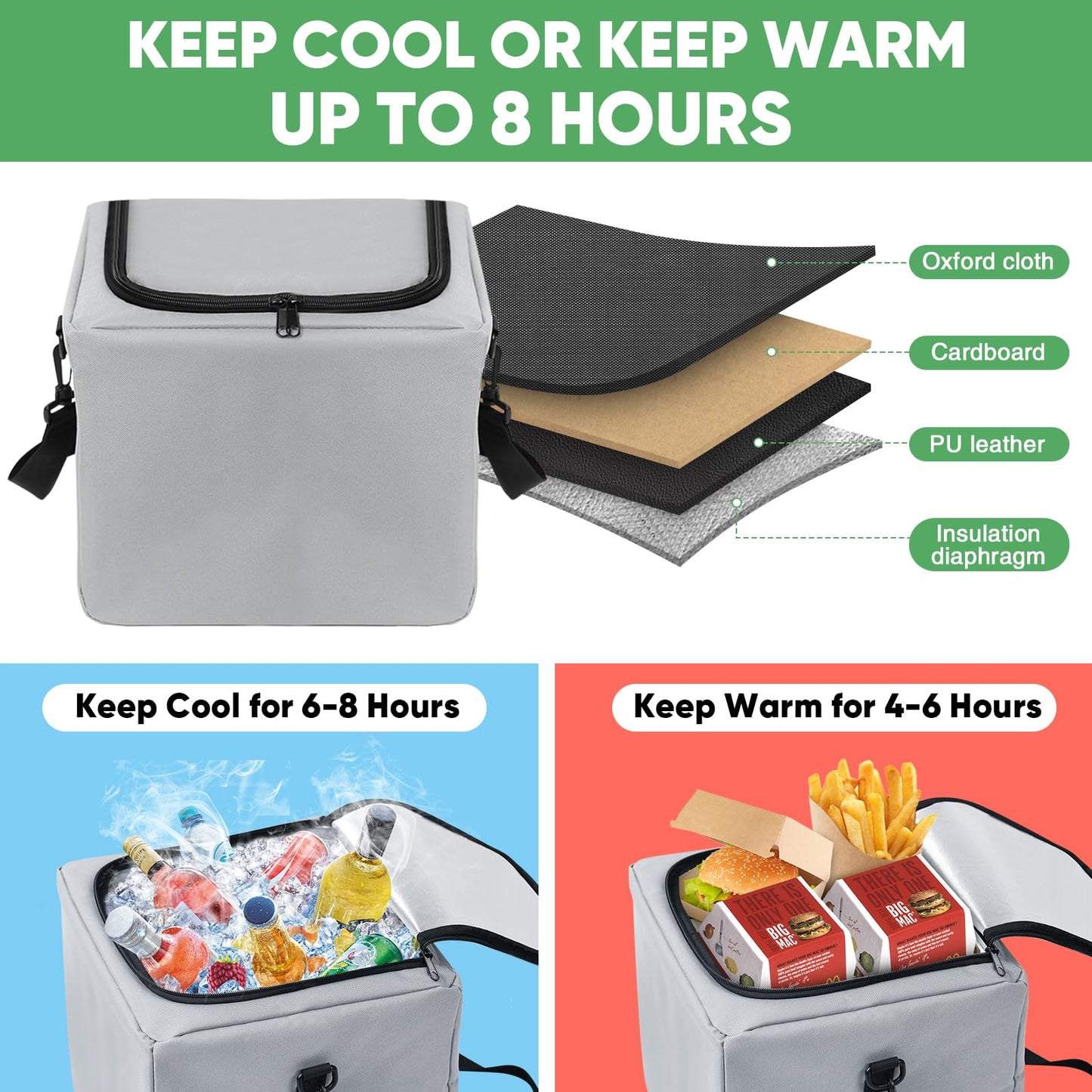 Simniam Car Trunk Organizer with Insulated Grocery Bag- 110L High Capacity Car Storage Box, with 4 Compartments, Reflective Strip, Cover, for Auto, SUV, Truck, Minivan