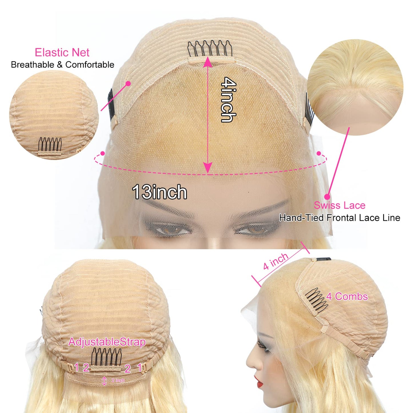 Myecool 30 Inch 613 Lace Front Wig Human Hair 13x4 Straight 613 HD Lace Frontal Wig Human Hair Pre Plucked Bleached Knots for Women(30Inch, Blonde)
