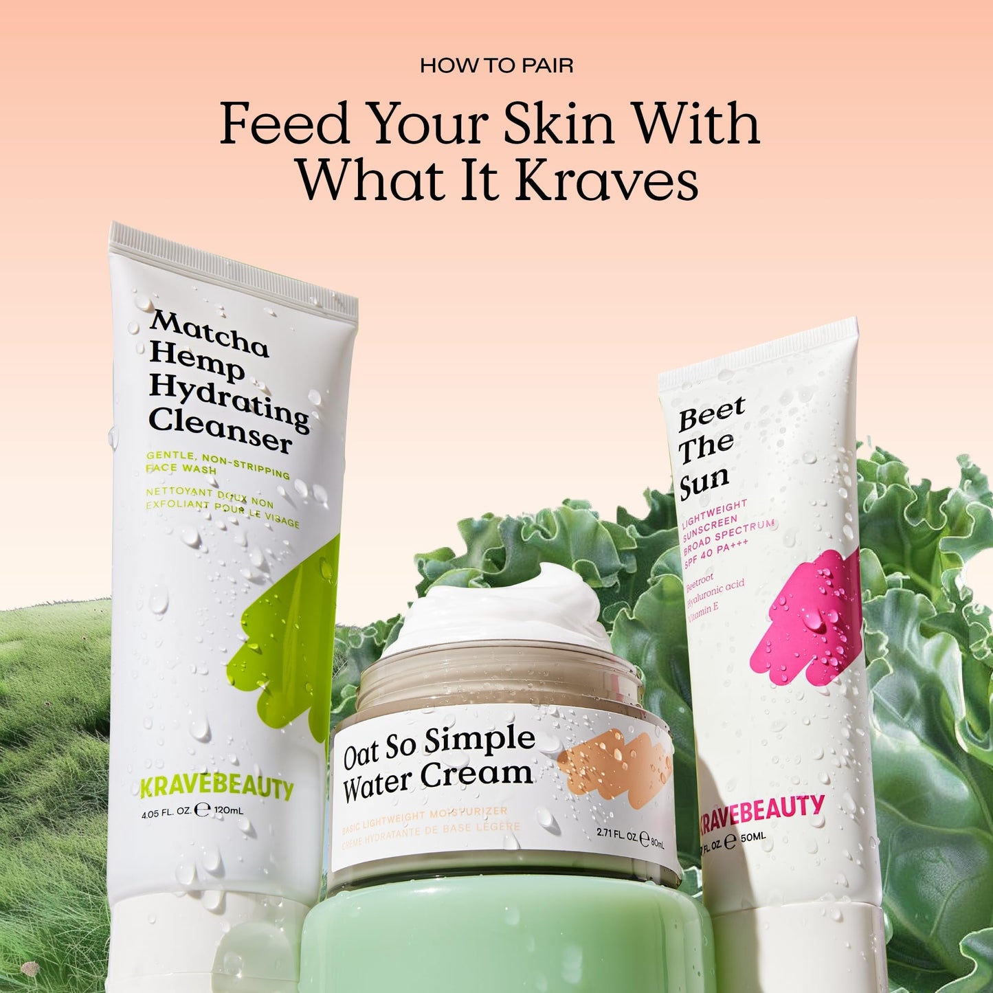 KraveBeauty Oat So Simple Water Cream, Enriched With Oat & Squalane To Soothe & Lock In Moisture, Everyday Moisturizer, For All Skin Types, Vegan & Cruelty Free, 2.7 fl oz