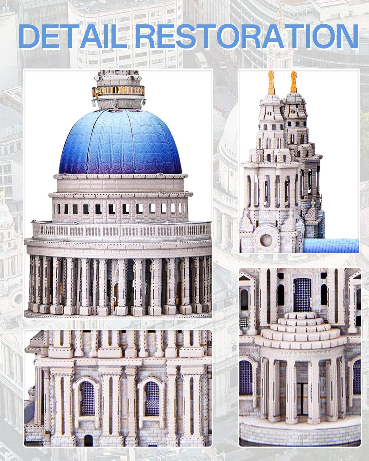 Piececool 3D Metal Puzzles for Adults, St. Paul's Cathedral Metal Model Kit, London Cathedral Architecture Building Kits, DIY Hobbies Crafts for Adult Family Time,Home Decor Best Gifts