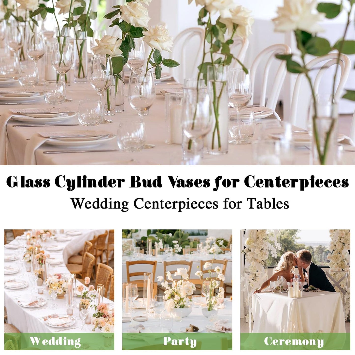 20 Pcs Glass Cylinder Bud Vases for Centerpieces, H: 7.15" x D: 1.85", Birthday Party Wedding Centerpiece Table Decorations, Home Decor, Small Cylinder Living Bud Vases in Bulk for Flowers