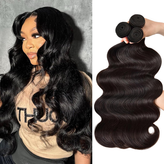 feiyunpanda 10A Brazilian Human Hair Body Wave Bundles (16 18 20) Unprocessed Virgin Human Hair Extensions Wet And Wavy Hair Body Wavy 100% Human Hair Can Be Dyed Natural Color