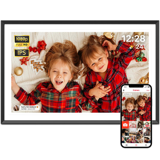 ApoloSign Digital Picture Frame 15.6 inch, WiFi Digital Photo Frame with 32GB Storage, 1920x1080 FHD IPS Touch Screen, Auto-Rotate, Easy Setup to Share Photos or Videos Instantly via Frameo App