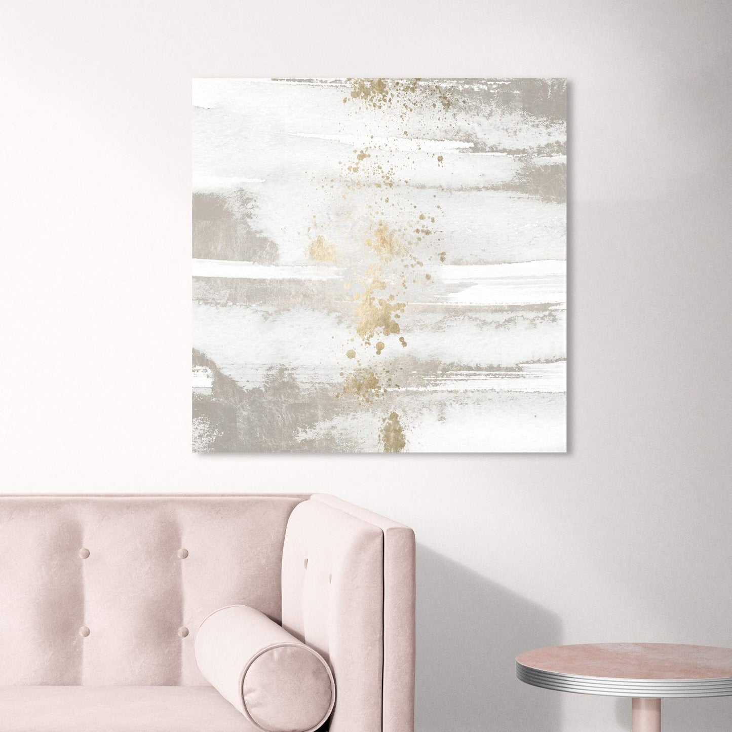 The Oliver Gal Artist Co. Abstract Wall Art Canvas Prints 'Sun and Rain' Paint Home Décor, 24 in x 24 in, White, Gold