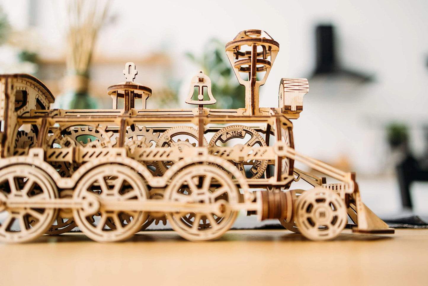 Wood Trick Wooden Train Toy Set with Railway - Mechanical Locomotive Train Model Kit - 3D Wooden Puzzle Puzzle for Adults and Kids, Best DIY Toy