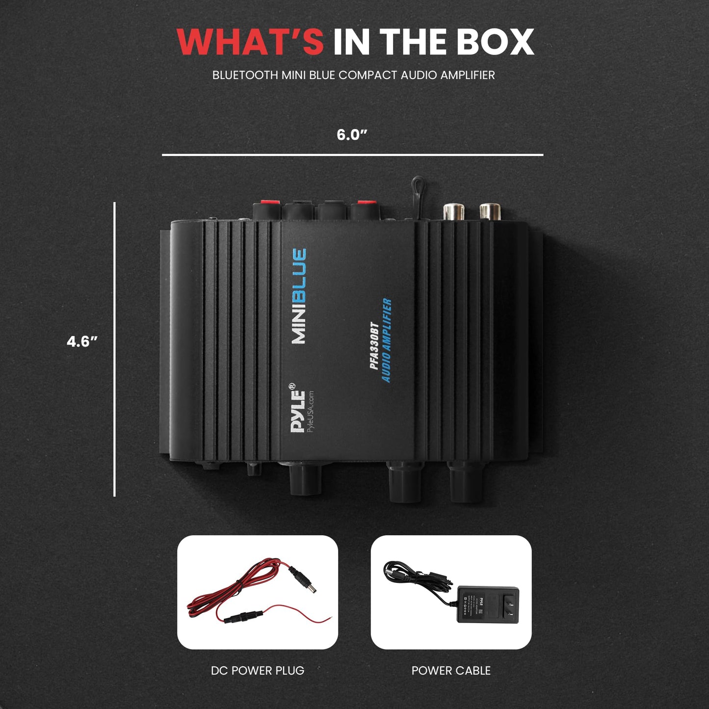 Pyle Home PFA330BT 90-watt Mini Blue Series Compact Bluetooth Amp (PYLPFA330BT)