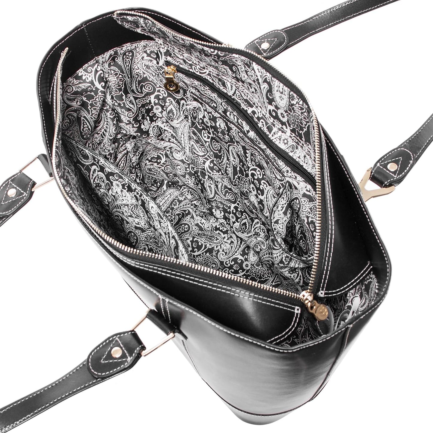 McKLEIN Leather Ladies' Tote with Tablet Pocket- ARYA- Black
