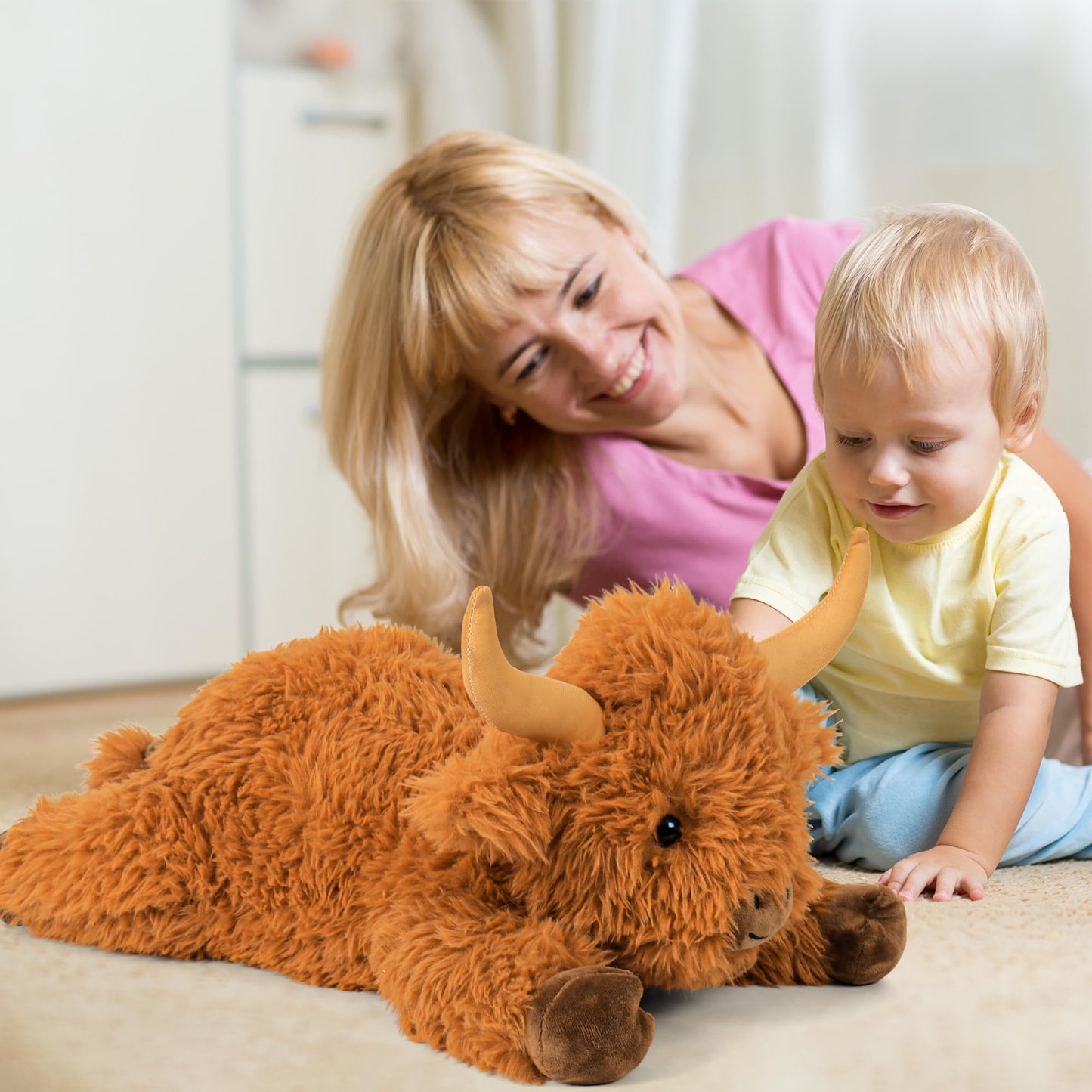 5lbs Highland Cow Weighted Stuffed Animals, 24in Giant Highland Cow Gift Plush Toy,Adorable Stuffed Animal for Kids and Adults Highland Cattle Plushie Pillow Decor