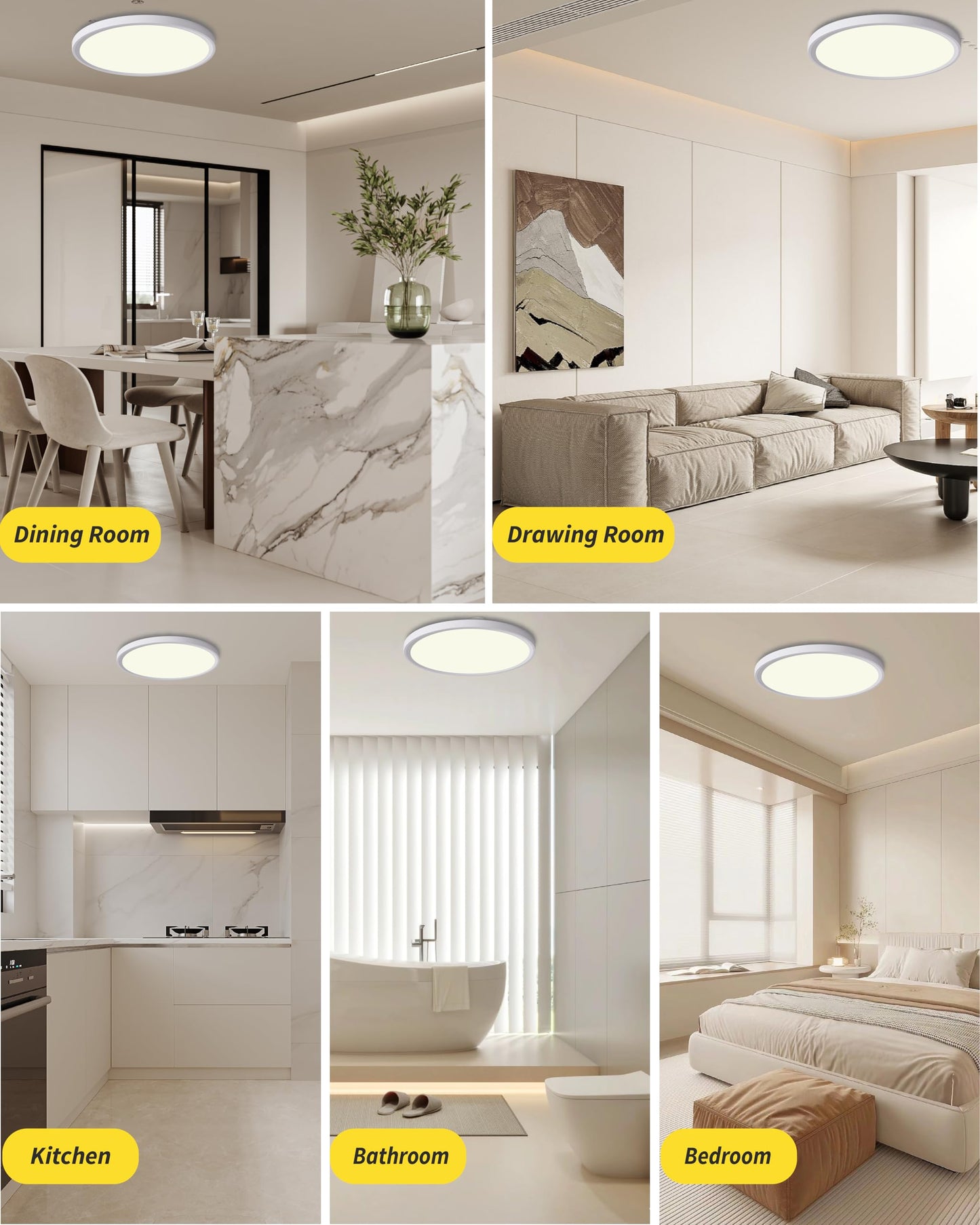 4Pack 12 Inch Remote Control Dimmable LED Flush Mount Ceiling Light Panel,24W 2520LM,2700K-6000K Adjustable Color,Ultra Thin Round White Ceiling Light Fixture for Hallway Kitchen Bedroom Home Office