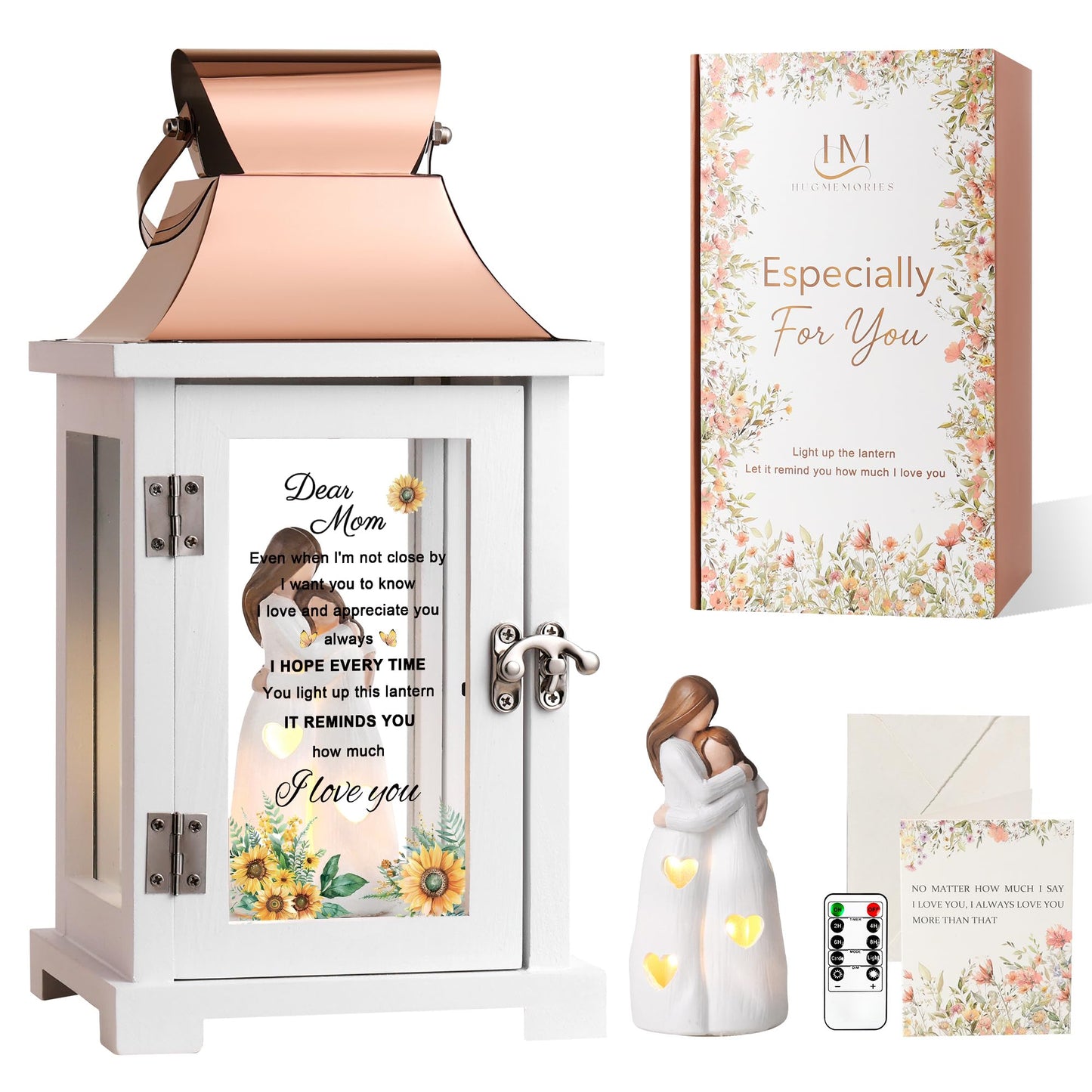 HugMemories Gifts for Mom from Daughter, for Mom, Meaningful Mom Birthday Gifts, Lantern with Mother and Daughter Hand Painted Figure