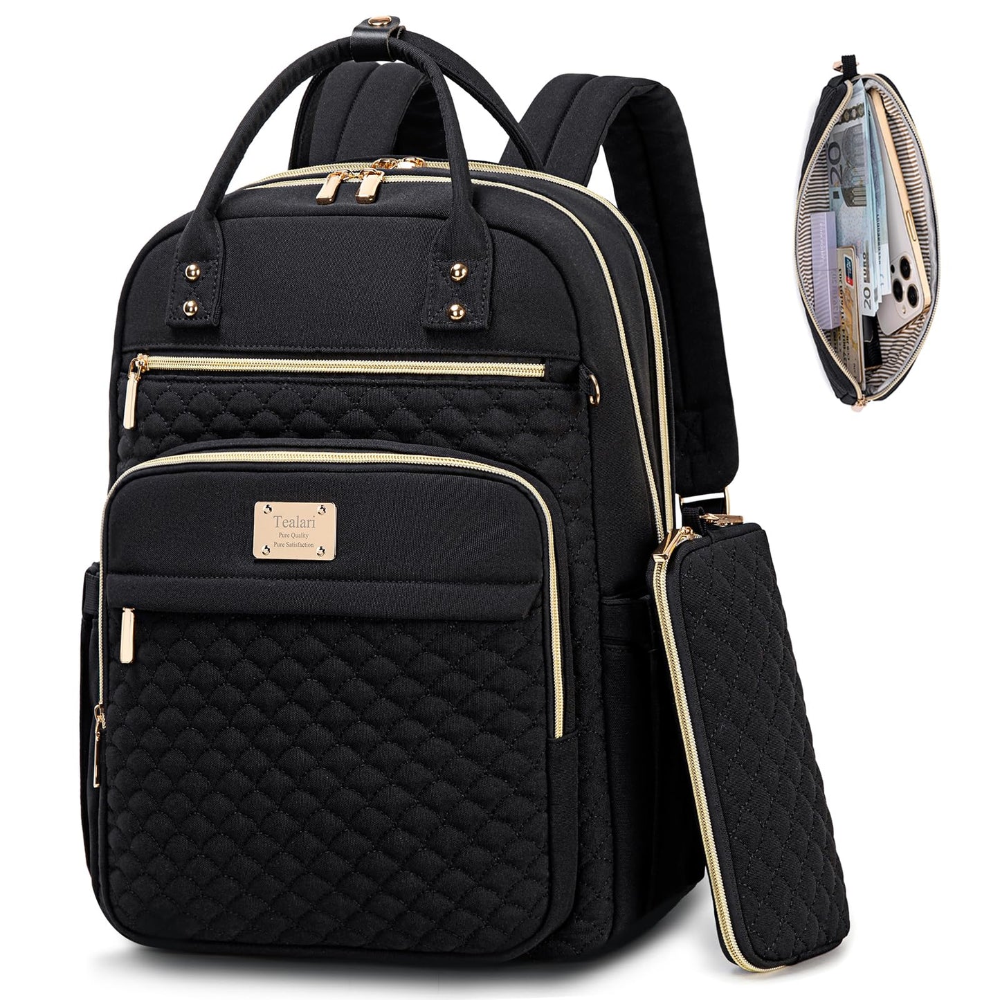 Tealari Laptop Backpack for Women,15.6 Inch Laptop Backpack for Work,Water Resistant Travel Backpack,College Bookbag with Wallet