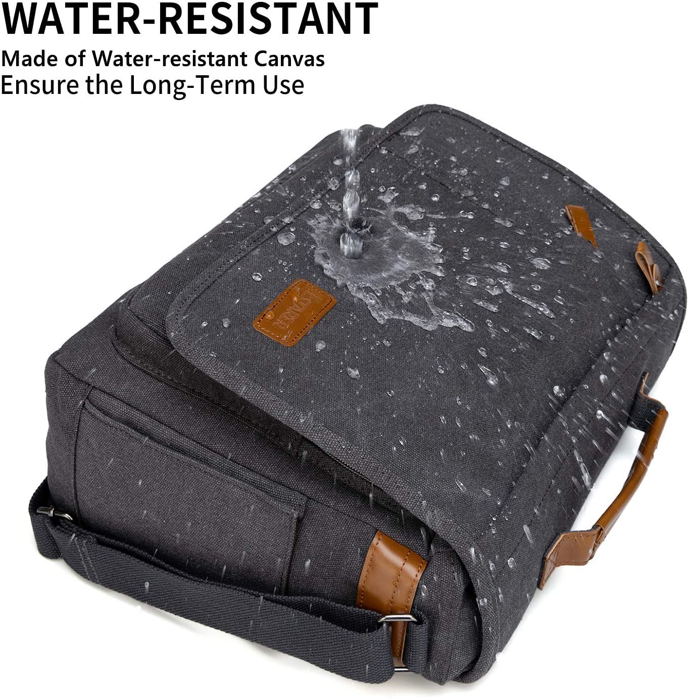 ESTARER Messenger Bag for Men 17-17.3 Inch Laptop Bag Water-resistant Canvas Computer Shoulder Bag Briefcase for Work College Travel, Grey