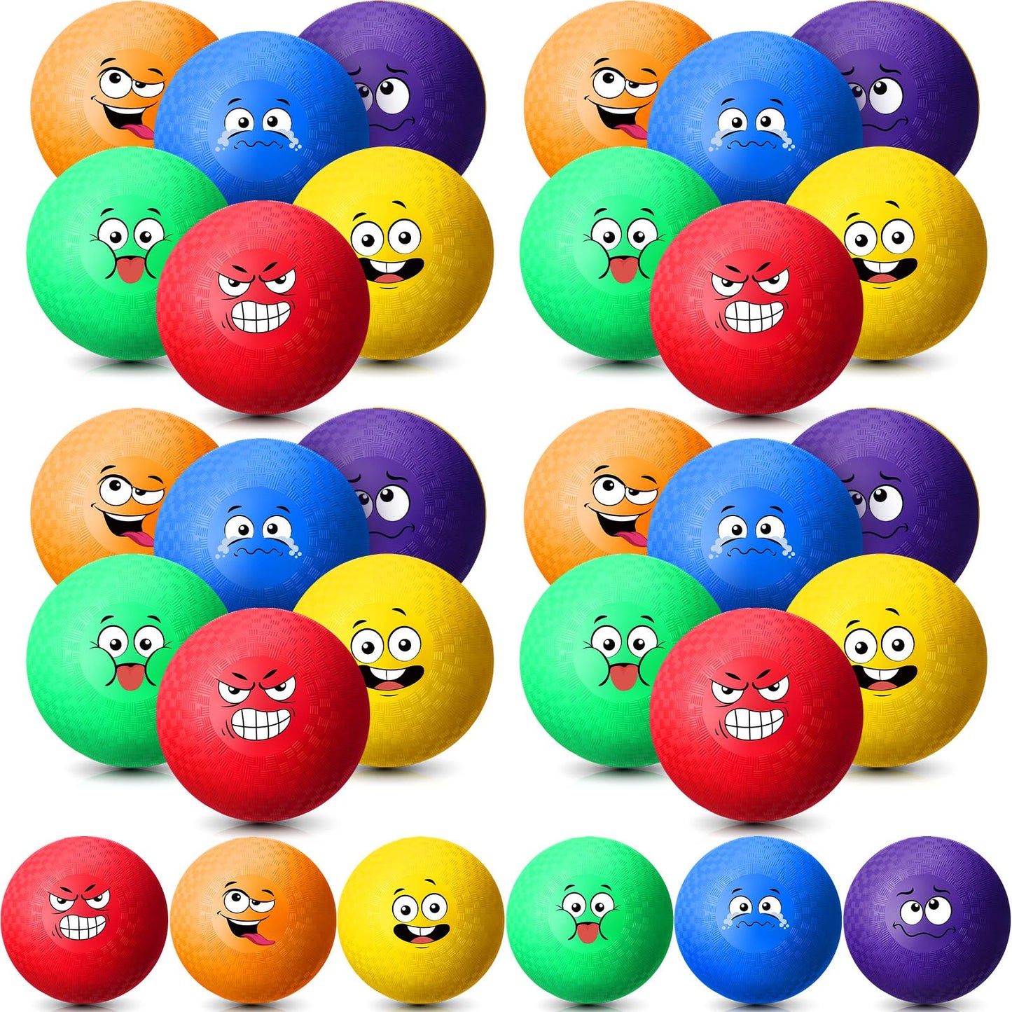 Jerify 30 Pcs 8.5 Inch Dodgeballs Playground Balls Bulk Colorful Emotion Handball Kickball Bouncy Balls for Indoor Outdoor Games Gym Camps Picnic Beach School