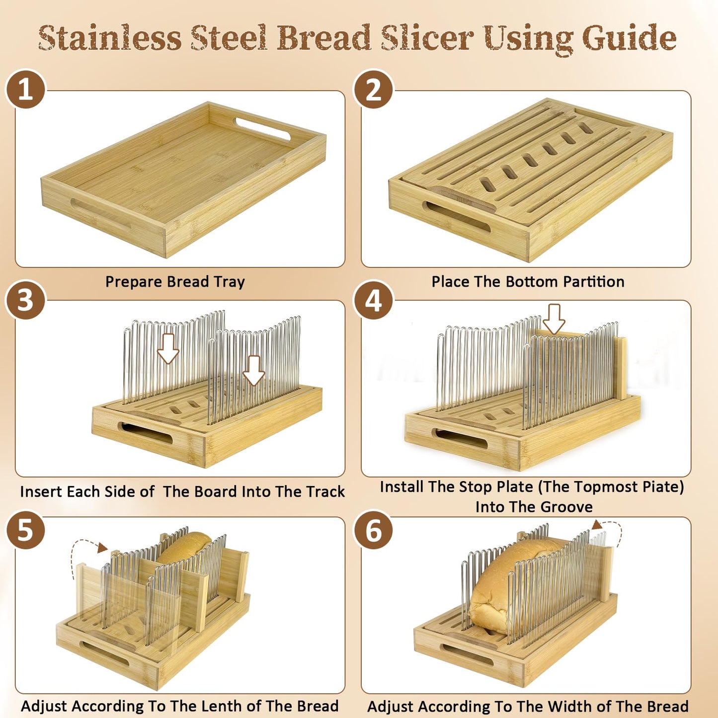 Forest Manor Bamboo Bread Slicer for Homemade Bread