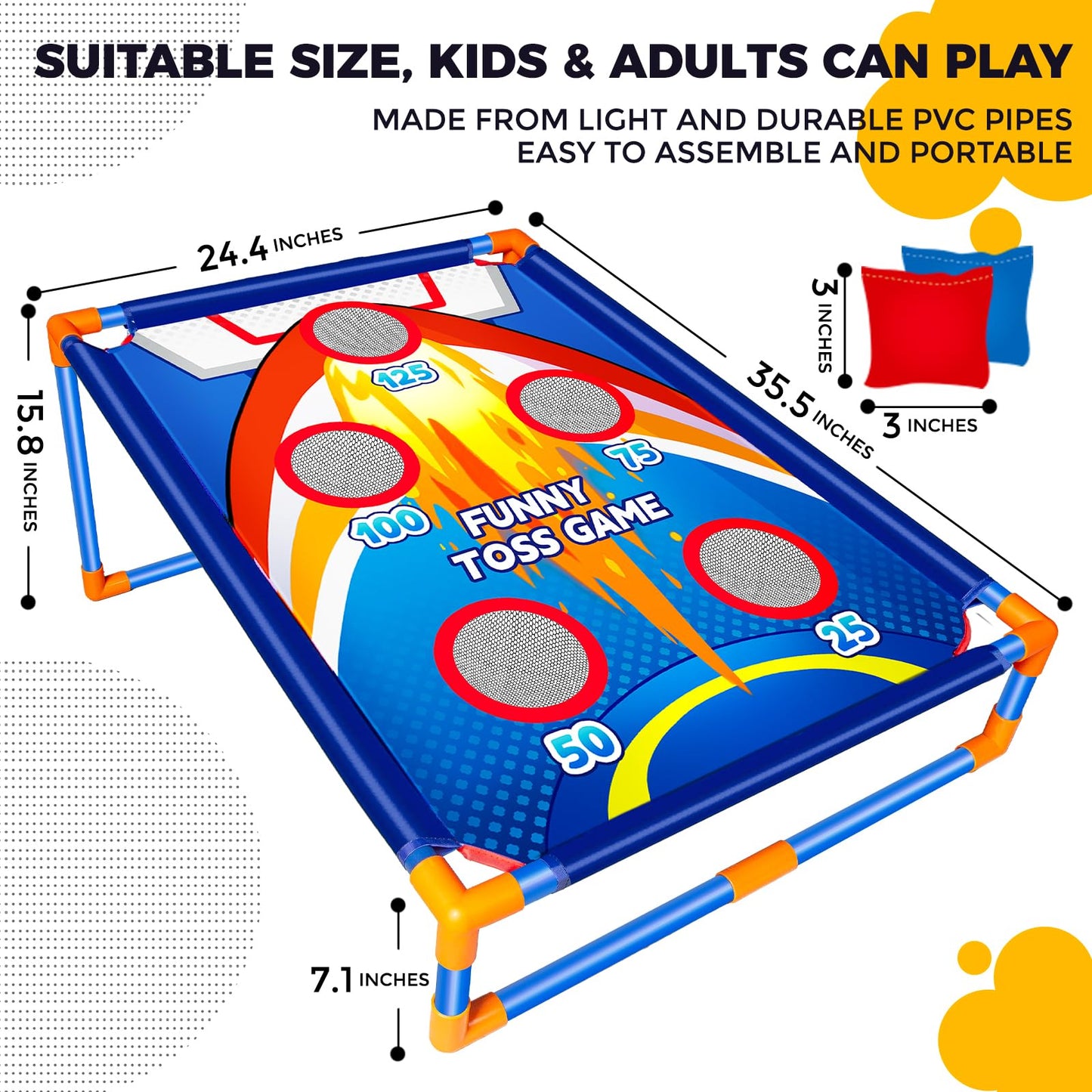 Bean Bag toss Game for Outdoor Activities, Bean Bag toss Toy for 3 4 5 6 7 8 Years Old Boys Girls, Ideal Gift 3-8 Years Old Kids Birthday Christmas