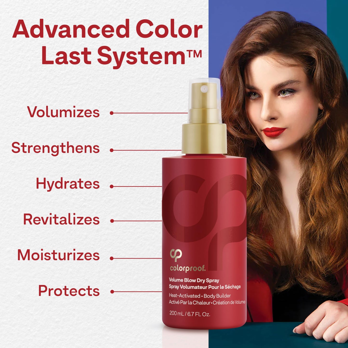 Colorproof Volume Blow Dry Spray Primer 6.7 Fl. Oz. Volumizing Heat Protection Spray for Hair, White Nectarine Scent