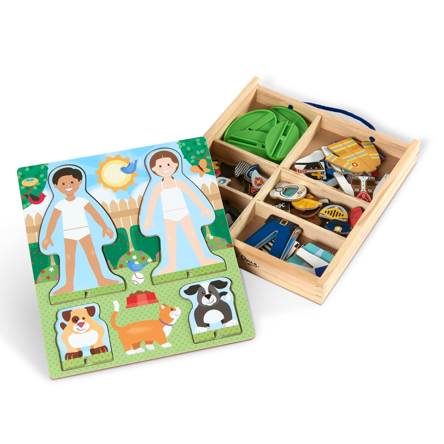 Melissa & Doug Occupations Magnetic Dress-Up Wooden Dolls Pretend Play Set (82 pcs) Pretend Play Magnetic Dress-Up Dolls for Kids