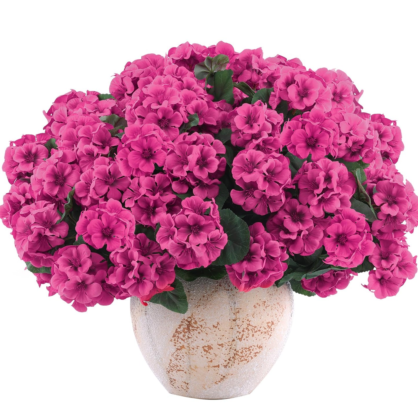 Hananona 12 Pcs Artificial Geranium Flowers for Outdoors Geranium Silk Flowers Outdoor UV Resistant Garden Plants Faux Flowers for Home Kitchen Table Centerpieces Decor (12, Rose Red)