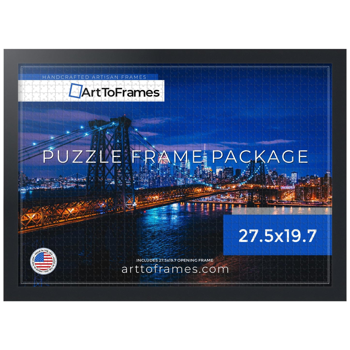 ArtToFrames 27.5x19.7 INCH / 50x70 CM Black Frame for 1000 piece Puzzles.This 1.25 Inch Custom MDF Puzzle Frame is Black - Comes with Economy Acrylic (PuzzleFRBW26079-27.5x19.7)