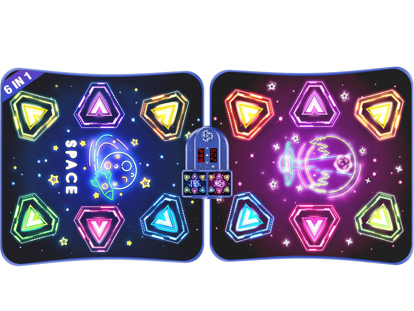 Large Double Electronic Dance Mats, Dance Pad with LED Light & Wireless Bluetooth, Music Dance Toy with 6 Game Modes, Challenge Game for Single & Double Players, Dance Mat Toy for 3-12 Year Old Girls