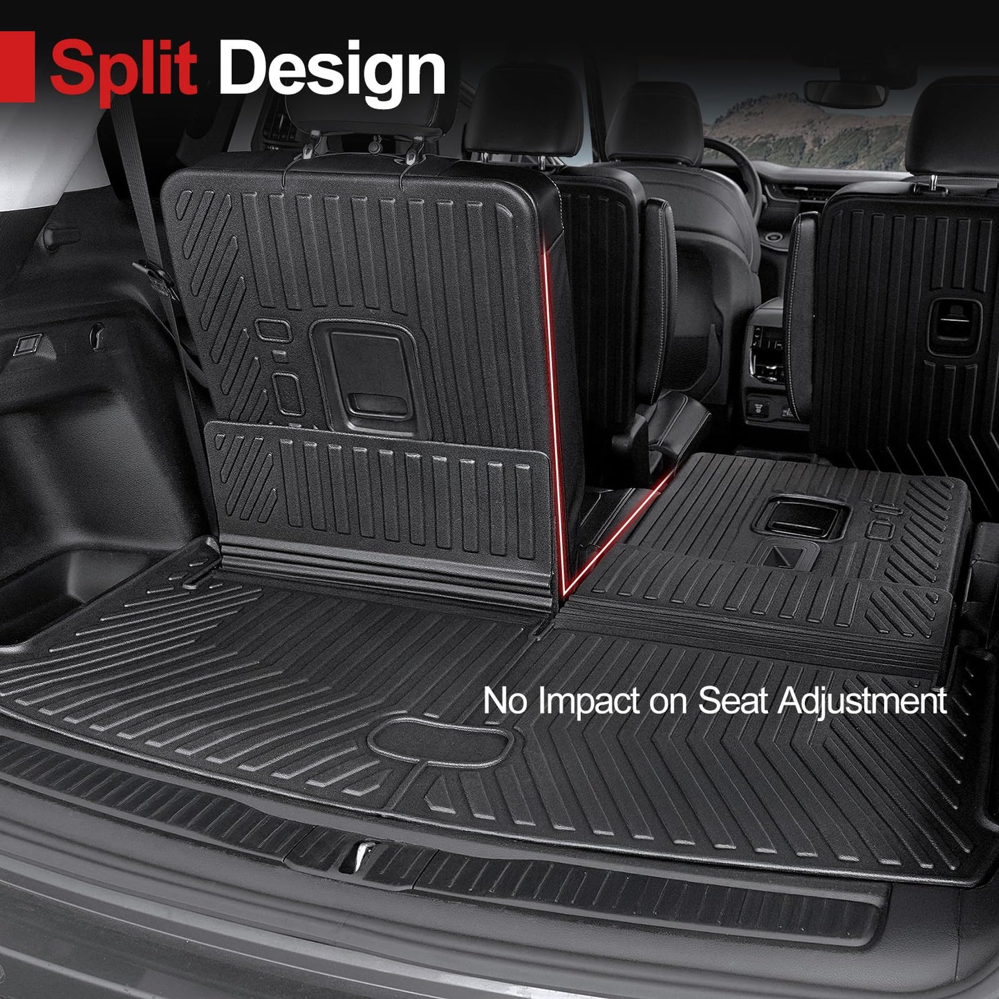 HOUCLEMIC Cargo Mat for 2021-2025 2026 Jeep Grand Cherokee L, All Weather TPE Rear Cargo Liner Trunk Mat with 3rd Row Seatback Cover for Jeep Grand Cherokee L Accessories