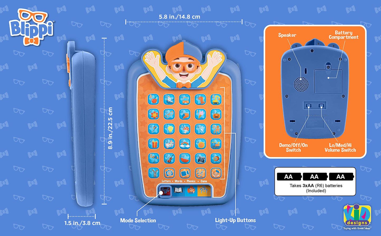 SWEYOGURT ekids Blippi Kids Tablet for Preschool Learning, Toddler Tablet with Educational Games and ABC Learning for Toddlers and Fans of Blippi Toys