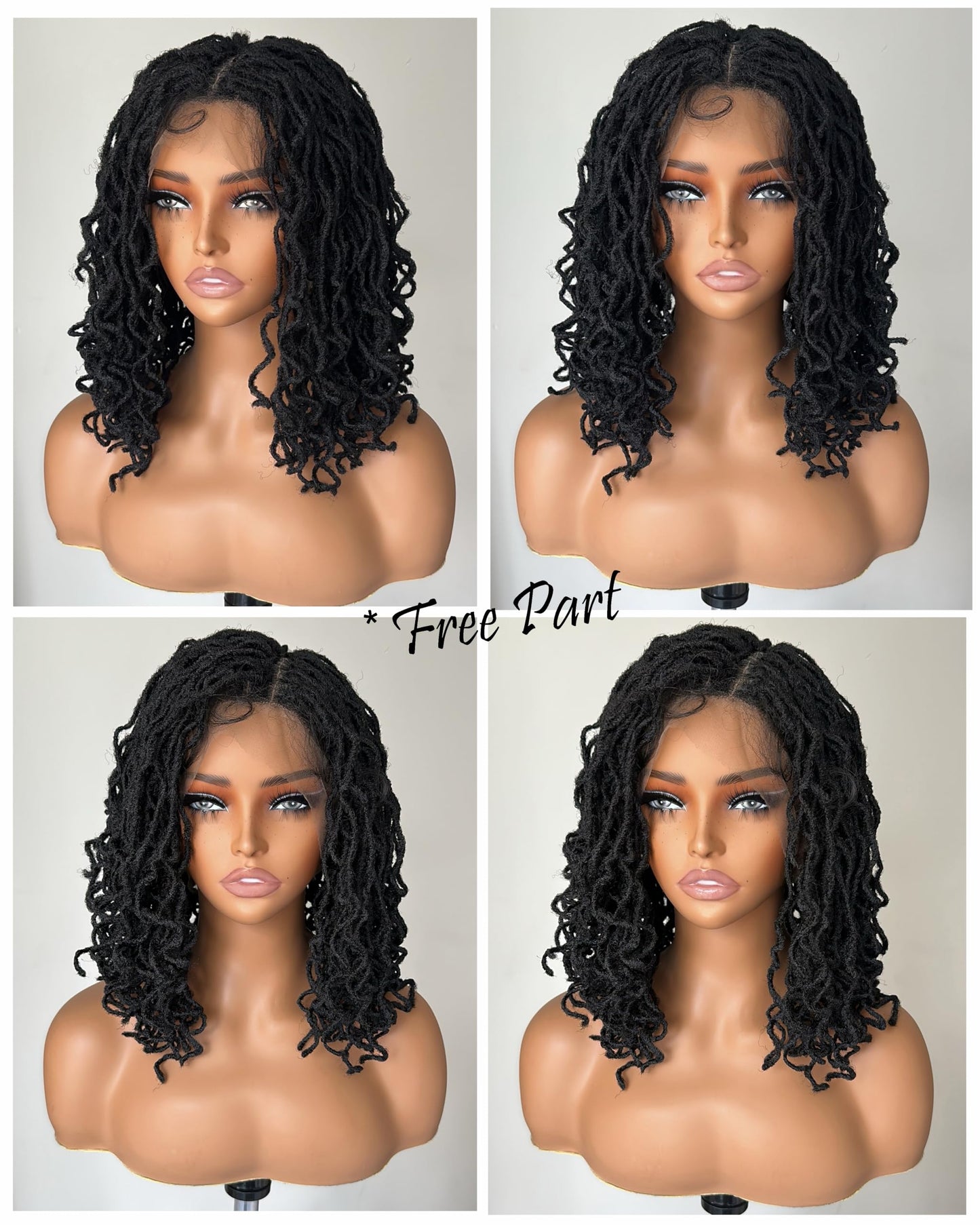 X-TRESS Braided Wig Faux Locs Wigs for Black Women Embroidered Full Lace Front Braided Wigs with Baby Hair 14 Inch Black Color Synthetic Lace Front Wig Braid Hair Wig Short Twist Wig