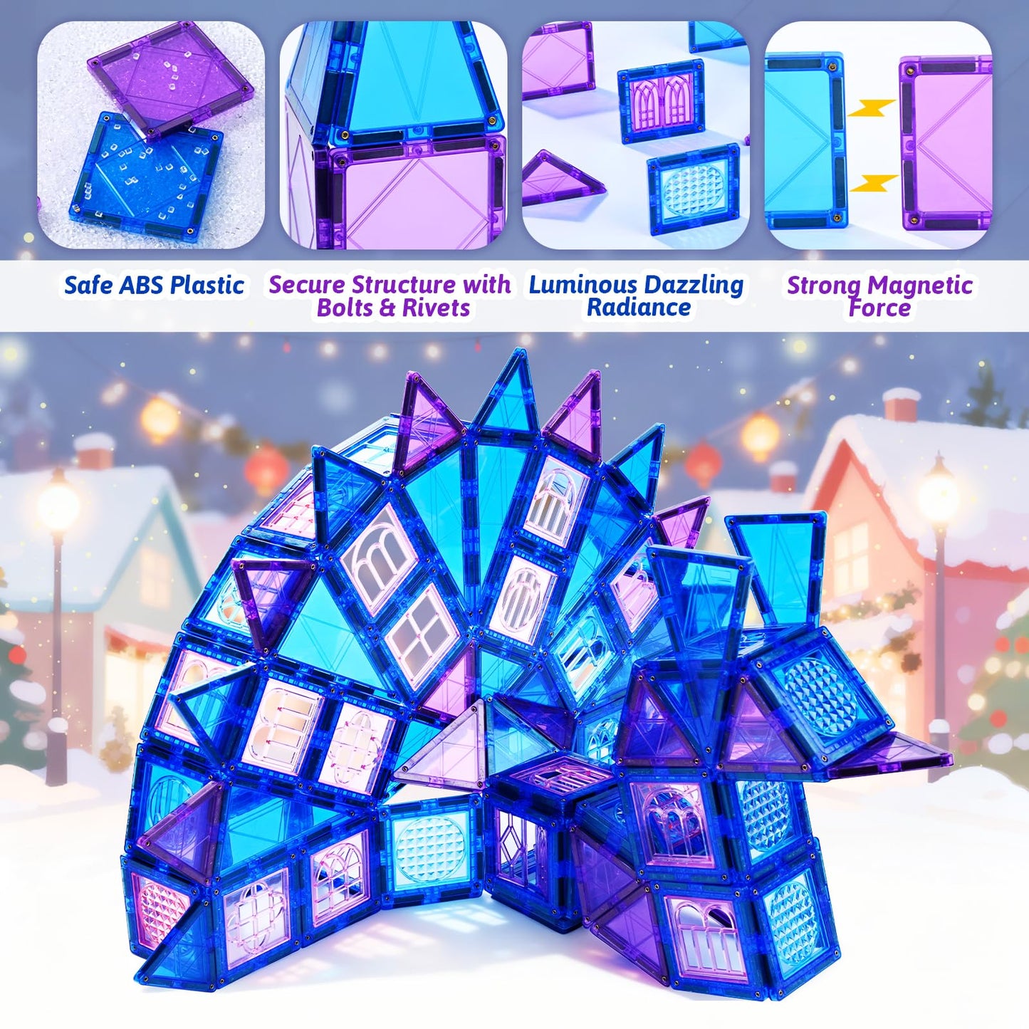 MAGBLOCK Magnetic Tiles Building Blocks Set, 102PCS Stronger Magnets Toddler Toys for Kids 3-8 Year Old Girls & Boys Gifts, Perfect STEM Educational Sensory Toys for Preschool Learning