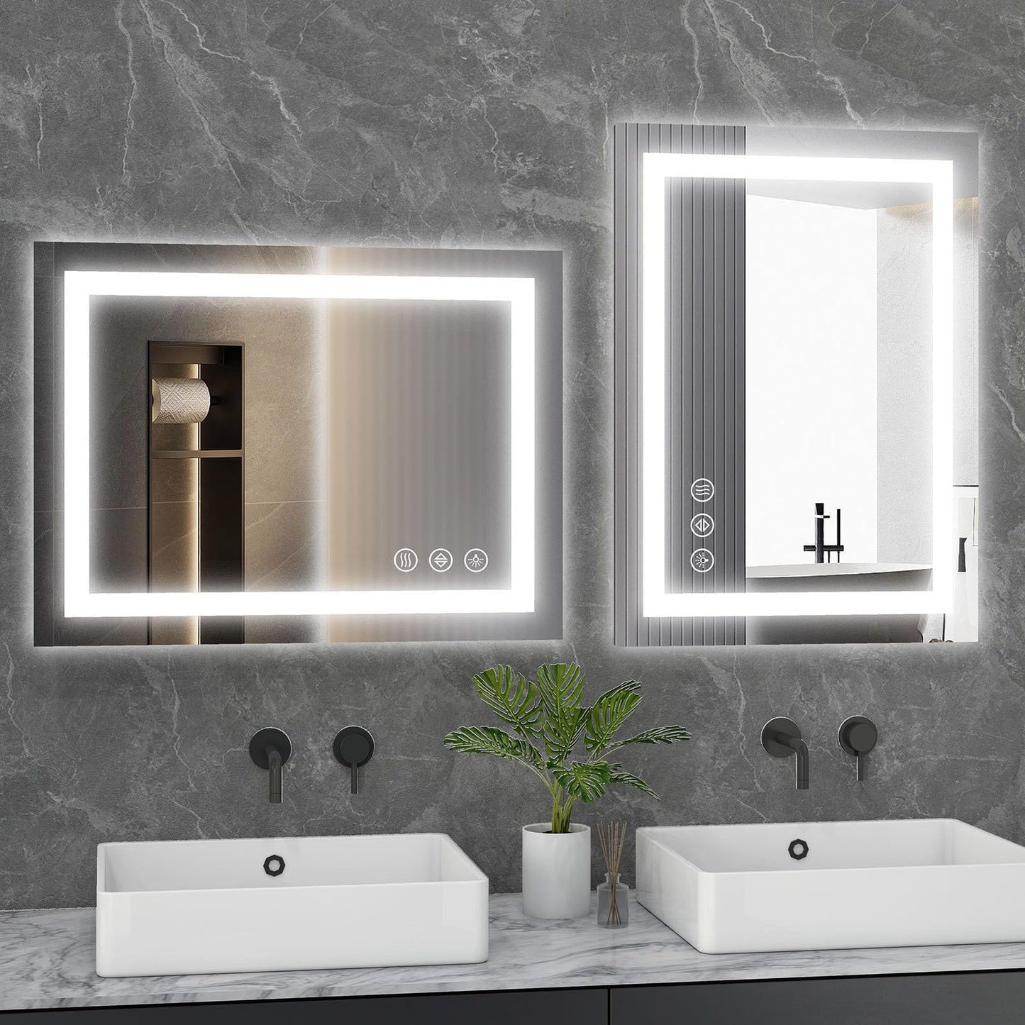 Sweetcrispy 24"x 32" Smart Anti-Fog LED Bathroom Mirror with Lights and Front Light & Backlit, 3 Color Temperatures, Dimmable, Memory Function, Rectangle Modern Vanity Mirror