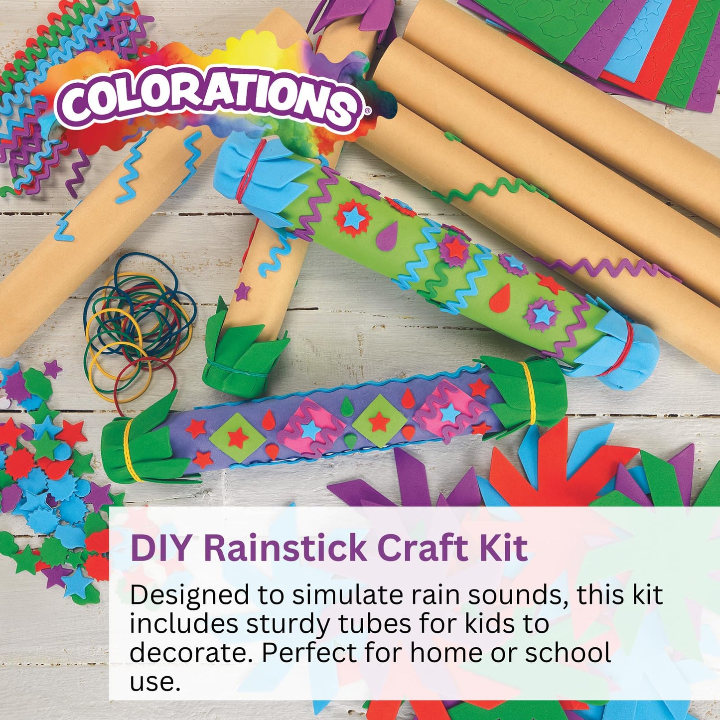 Colorations RAINKIT Rainstick Craft Kit, Kit for 12 (Pack of 12)